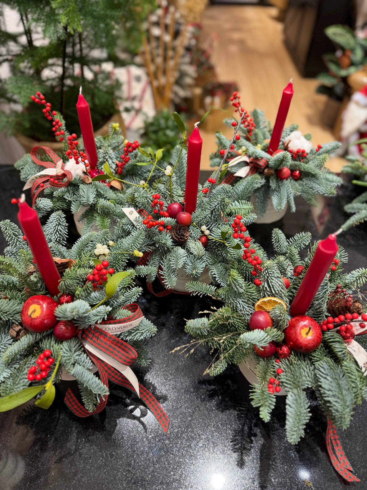 Mini Christmas Flower box con candela