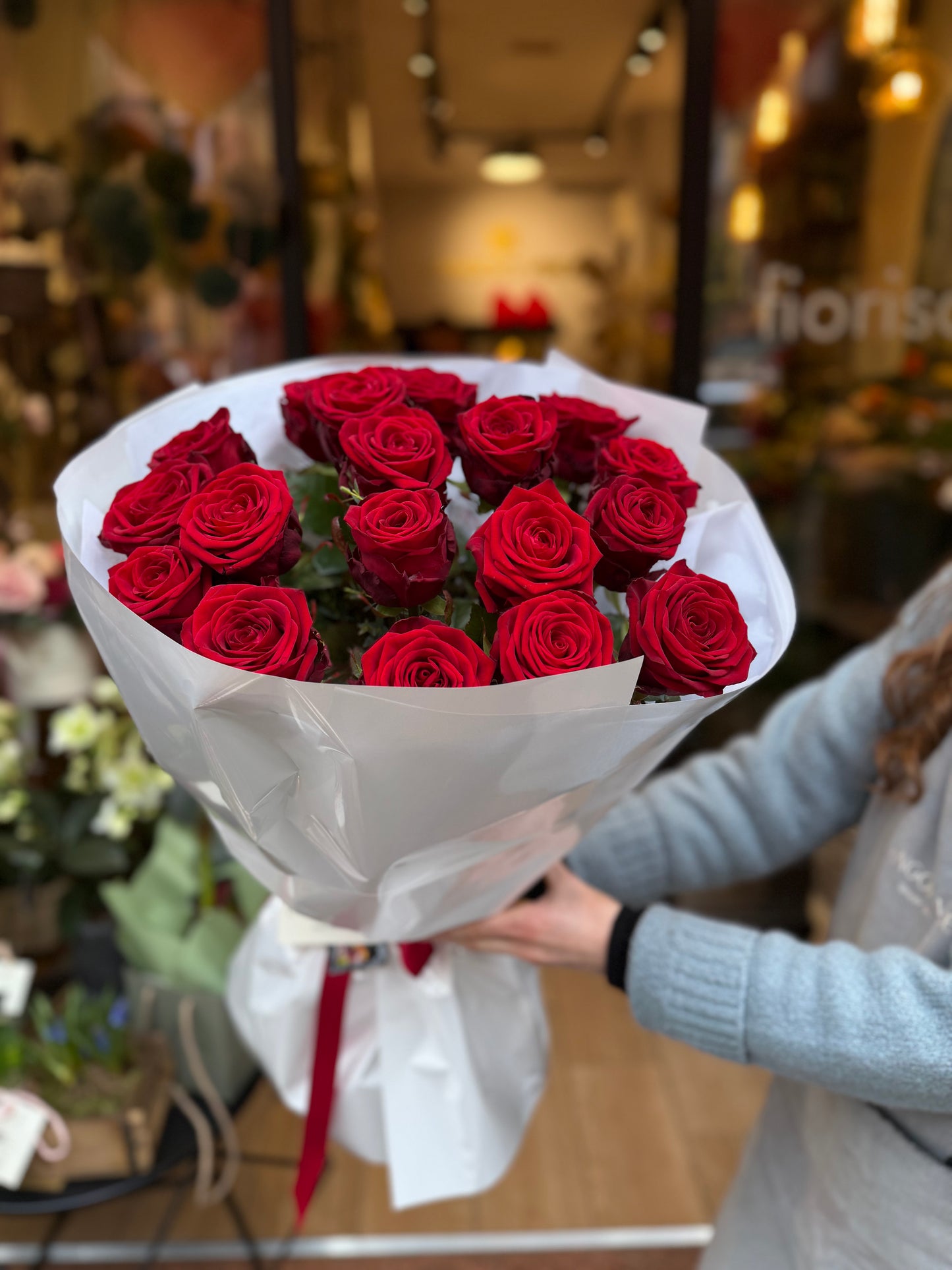 18 Rose rosse 80 cm