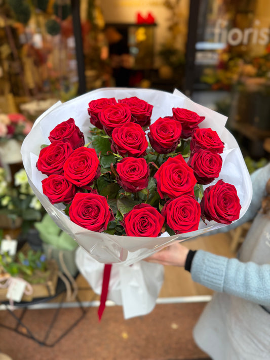 18 Rose rosse 80 cm