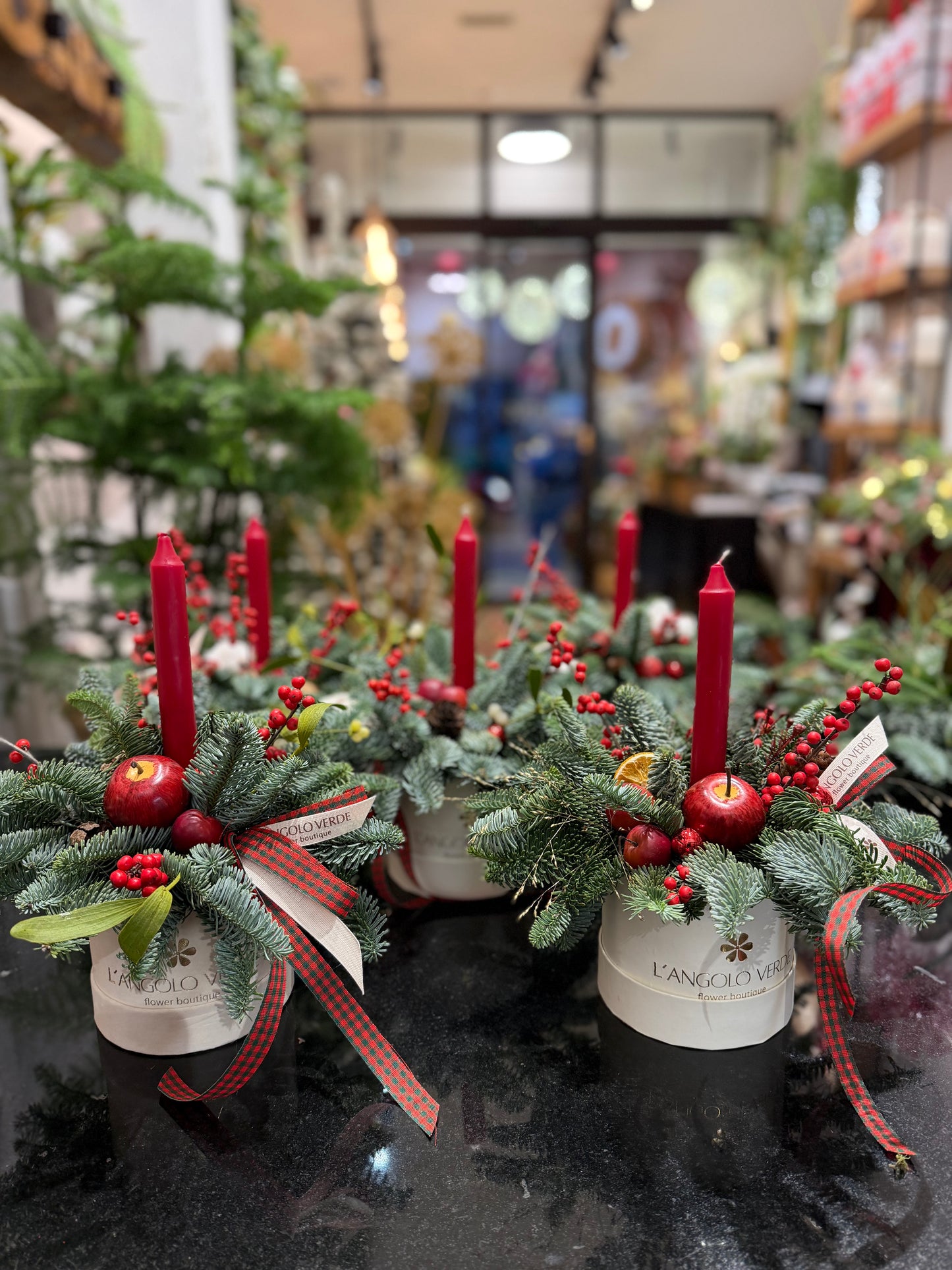 Mini Christmas Flower box con candela