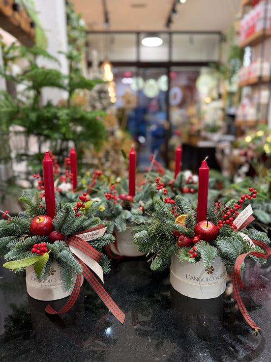 Mini Christmas Flower box con candela