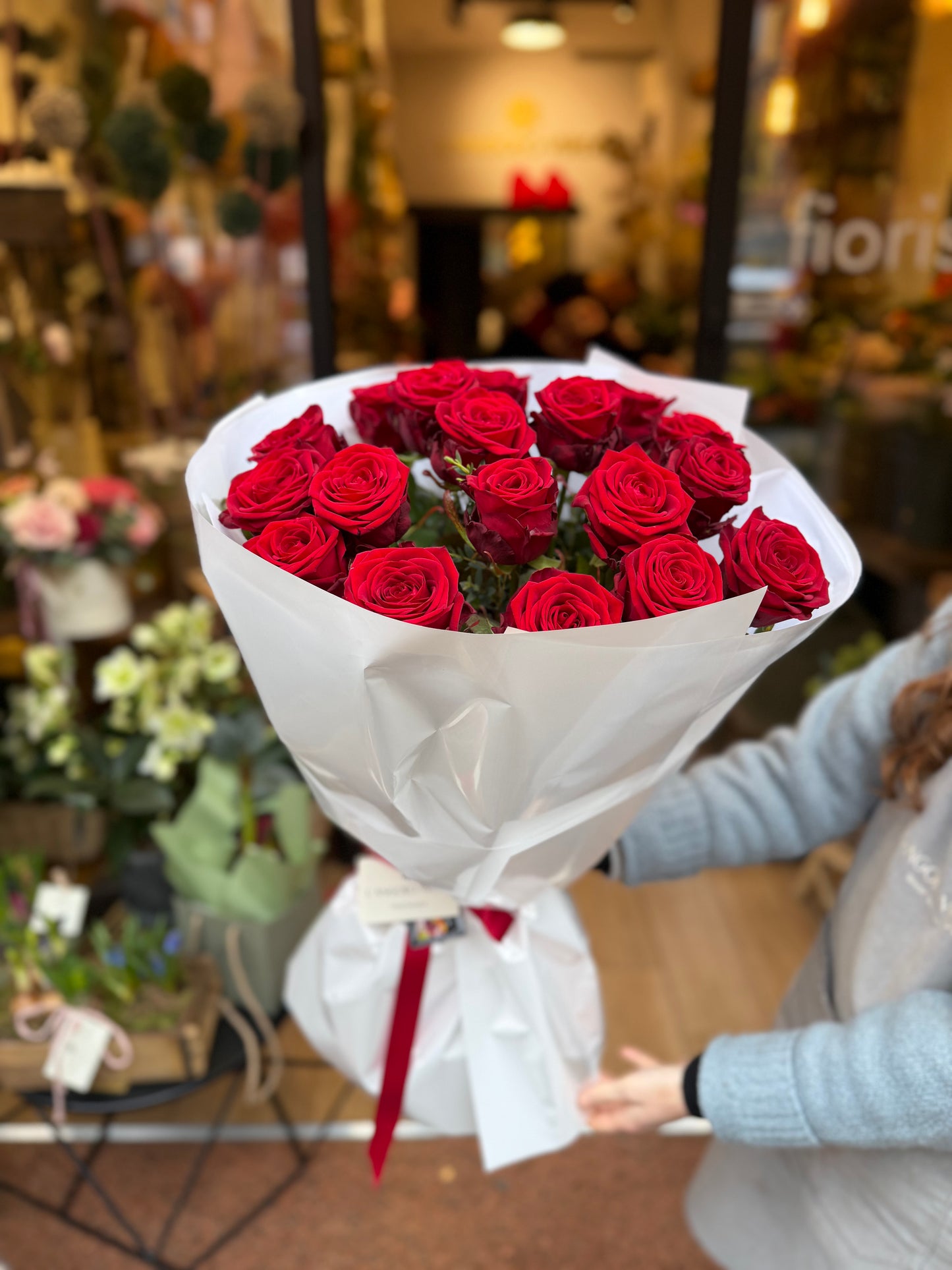 18 Rose rosse 80 cm