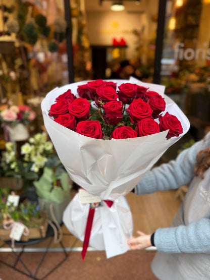 18 Rose rosse 80 cm