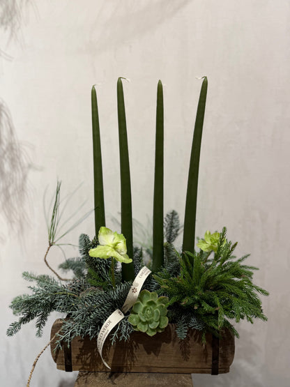 Centrotavola rustico con 4 candele