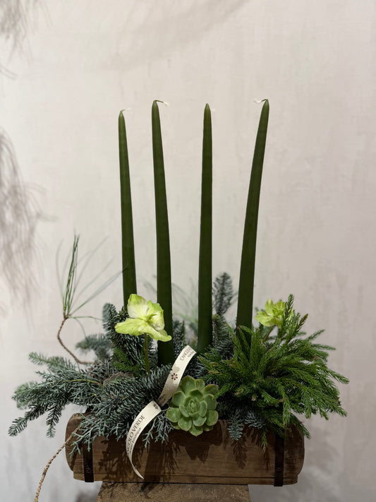 Centrotavola rustico con 4 candele